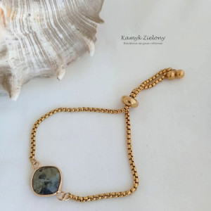 Stalowa bransoletka z labradorytem