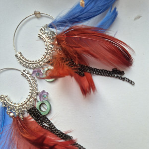 Kolczyki  na bazie koła pióra