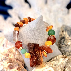 piękna bransoletka z bursztynem - autorski projekt