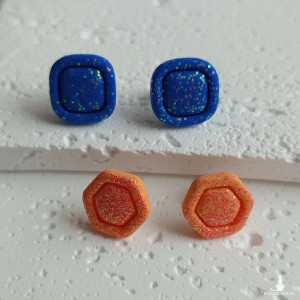 "Luna I" kolczyki sztyfty z gliny polimerowej - zestaw 2 pary
