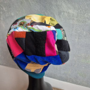 Czapka damska Smerfetka patchworkowa