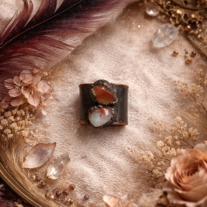miedziany pierścionek z karneolem r.19