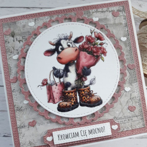 Kartka na walentynki z byczkiem, nietypowy napis
