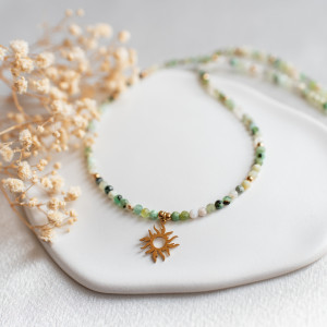 Naszyjnik chryzopraz ze słoneczkiem