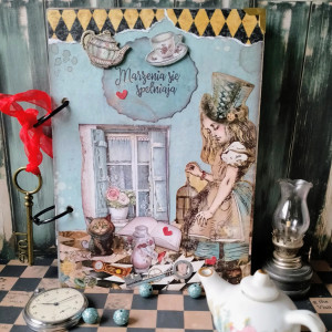 Alicja 🎩w krainie czarów urodziny/ pamiętnik/notes/ wykonany ręcznie