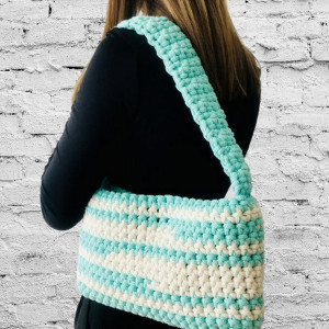 Mała torebka na ramię, mięta/ecru torba .