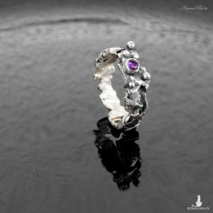 Obrączka srebrna z ametystem rozmiar 19