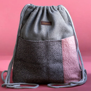 Szaro-różowy workoplecak z kieszeniami