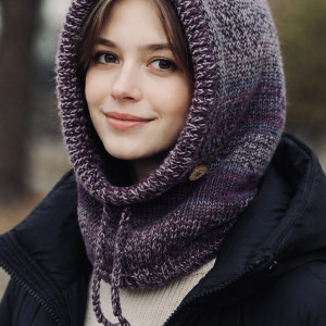 Balaclava oversize kominiarka kaptur zamiast czapki z wełną merino