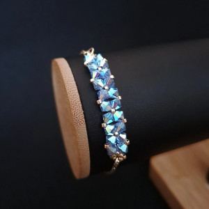 Crystal Square Sapphire - Delikatna bransoletka z kryształów Preciosa Sapphire AB2x