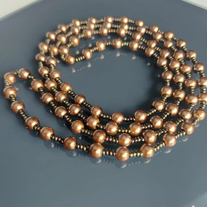 Naszyjnik Długi Sznur Małych Pereł