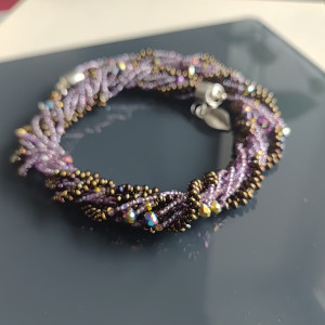 Naszyjnik Korale Metalizowane Kryształki Fioletowe