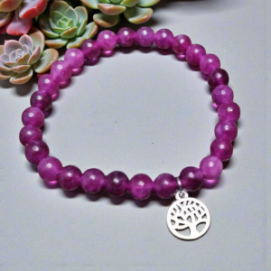 Bransoletka z kamieni lepidolitu z zawieszką