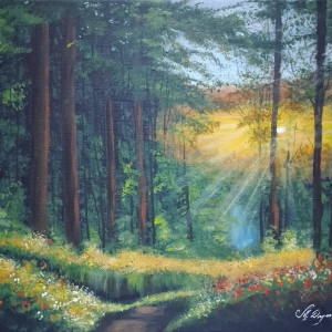 OBRAZ RĘCZNIE MALOWANY AKRYLOWY "MISTYCZNY MOMENT" - 30x40cm