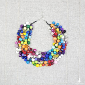 6990 Kolorowy Naszyjnik Boho – Tęczowa Kaskada Koralików