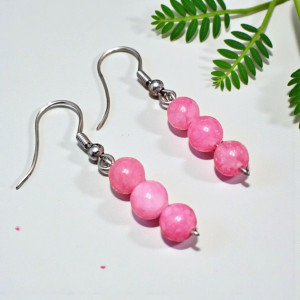 Kolczyki z kamienia różowego chalcedonu