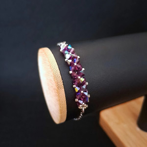 Crystal Square Amethyst - Delikatna bransoletka z kryształów Preciosa Amethyst AB