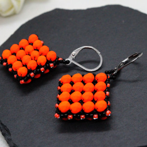 wyrazisty pomarańcz - kolczyki ze szklanych kryształków