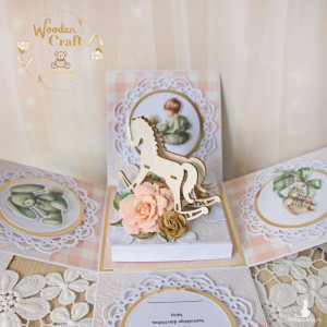 Exploding box chrzest, roczek, narodziny, prezent "PeachBaby" GOTOWY