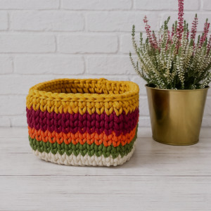 Kolorowy kosz do przechowywania,kwadratowy koszyk w pasy 15x12cm...NA ZAMÓWIENIE...