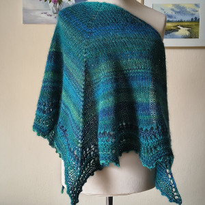 Szmaragdowe turkusy - miła, stylowa chusta z jedwabiem, moherem i merino