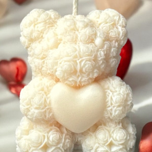 Świeca sojowa miś róże Walentynki Dzień Kobiet