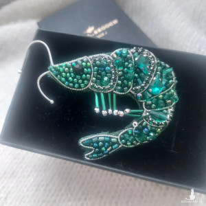 Unikatowa broszka KREWETKA