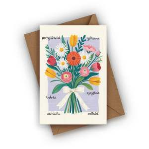 Kartka urodzinowa- Bukiet z życzeniami