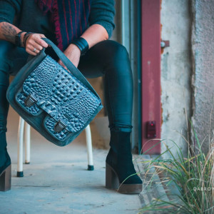 Teczka klasyczna SMOK odcienie szarości TORBA skórzana A4