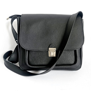 Teczka teczuszka na ramię czarna SKÓRA NATURALNA