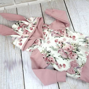 Bluza z kapturem i uszami w kwiaty r.92
