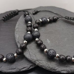 Bransoletki dla par  zestaw, lawa wulkaniczna stal szlachetna