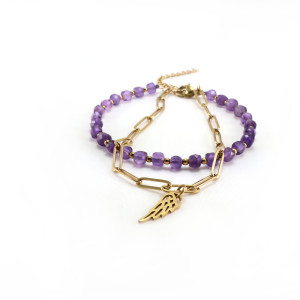 Podwójna bransoletka z ametystów