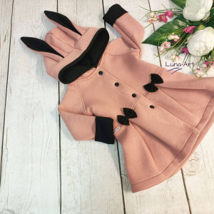 Płaszczyk z uszami ciemny, brudny róż 128-146