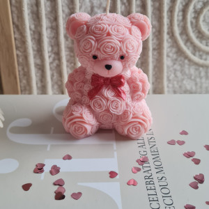 Świeca sojowa miś różyczki walentynki dzień kobiet