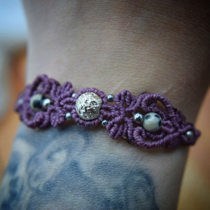 Bransoletka Ława Wulkaniczna. Mikro makrama. Kamienie Naturalne.