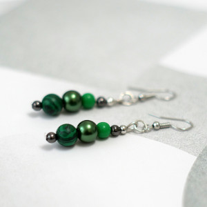 Wiszące kolczyki, zielony malachit