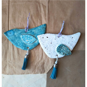 Ptaszki o nieregularnych kształtach biało-błękitne