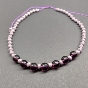 Naszyjnik Fioletowe Szklane Korale