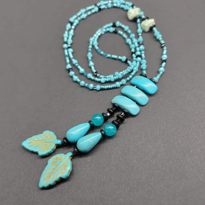 Naszyjnik Turkusowe Liście Howlit Korale