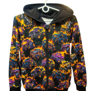Bluza rozpinana z kapturem monster truck 140/146