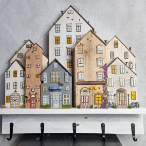 Wieszak - drewniane domki - na klucze i inne drobiazgi 14