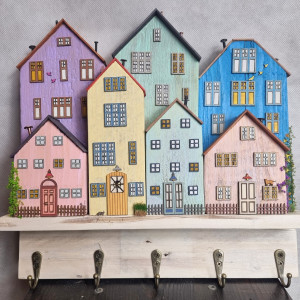 Wieszak - drewniane domki - na klucze i inne drobiazgi 7