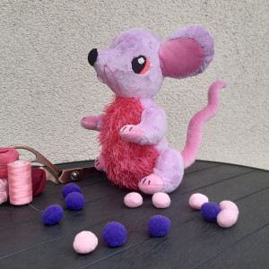 Różowa mysz myszka pluszowa rękodzieło maskotka