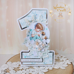 Urodzinowa kartka cyferka, prezent na roczek "Sweetheart1" GOTOWA