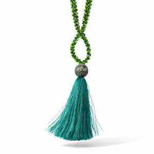 Naszyjnik Długi Sznur Trawa i Szmaragdy