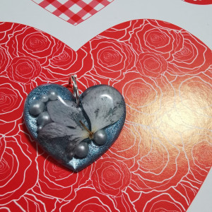 Serce hortensja wisior z żywicy