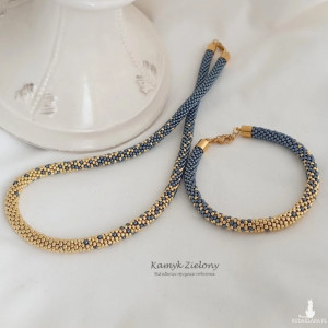 Komplet cieniowany hematytowo-złoty - wykończenia ze stali szlachetnej