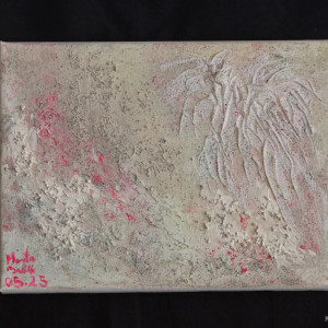 Nowoczesna, strukturalna  abstrakcja, wykonana w autorskiej technice mieszanej na płótnie.