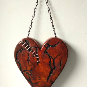 Serce dekoracyjne z drewna- „Na szczęście”